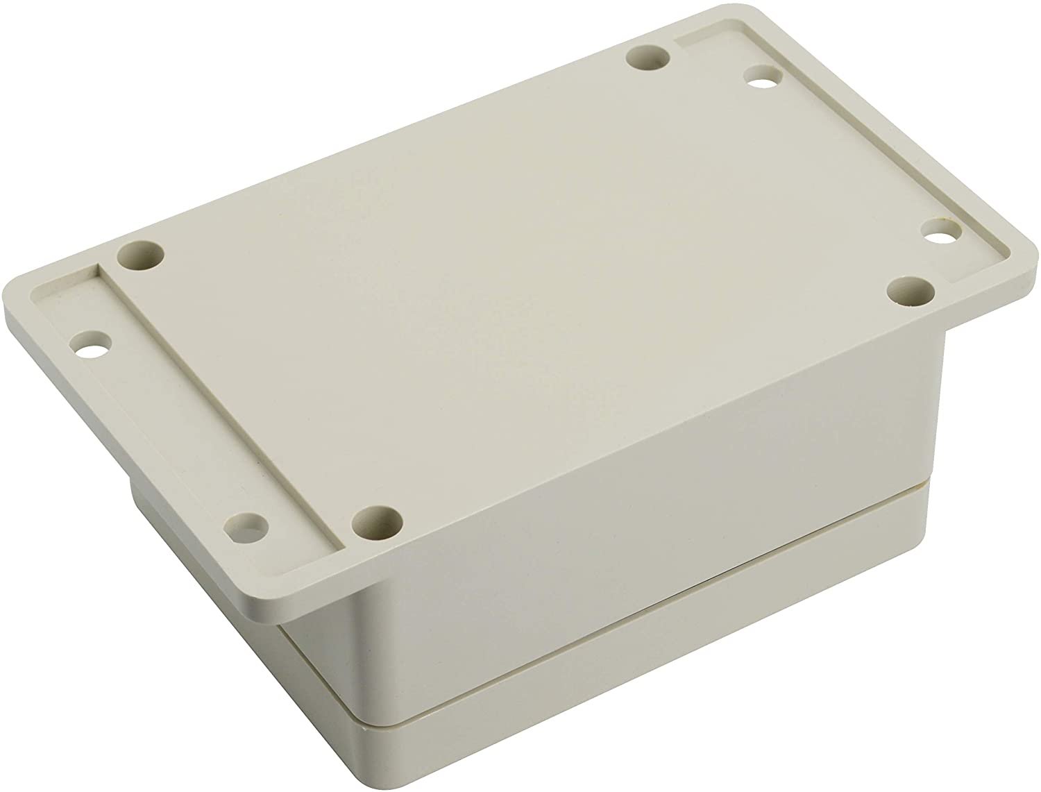 Shallow junction box mounted flush on wall for electrical wiring in tight space with fixed ears