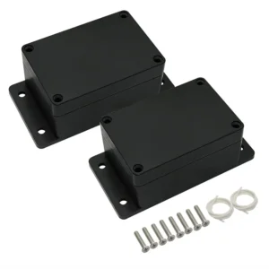 LMioEtool Junction Box Waterproof Dustproof IP65 ABS Plastic Universal Electric Project Enclosure Black with Fixed Ear