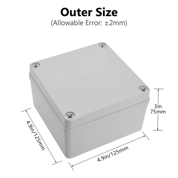 LeMotech Junction Box IP67 Waterproof Dustproof ABS Plastic Project Box for Electrical Outdoor Enclosure Gray 4.9 x 4.9 x 3 inch (125 x 125 x 75 mm) - Image 3