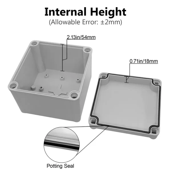 LeMotech Junction Box IP67 Waterproof Dustproof ABS Plastic Project Box for Electrical Outdoor Enclosure Gray 4.9 x 4.9 x 3 inch (125 x 125 x 75 mm) - Image 5