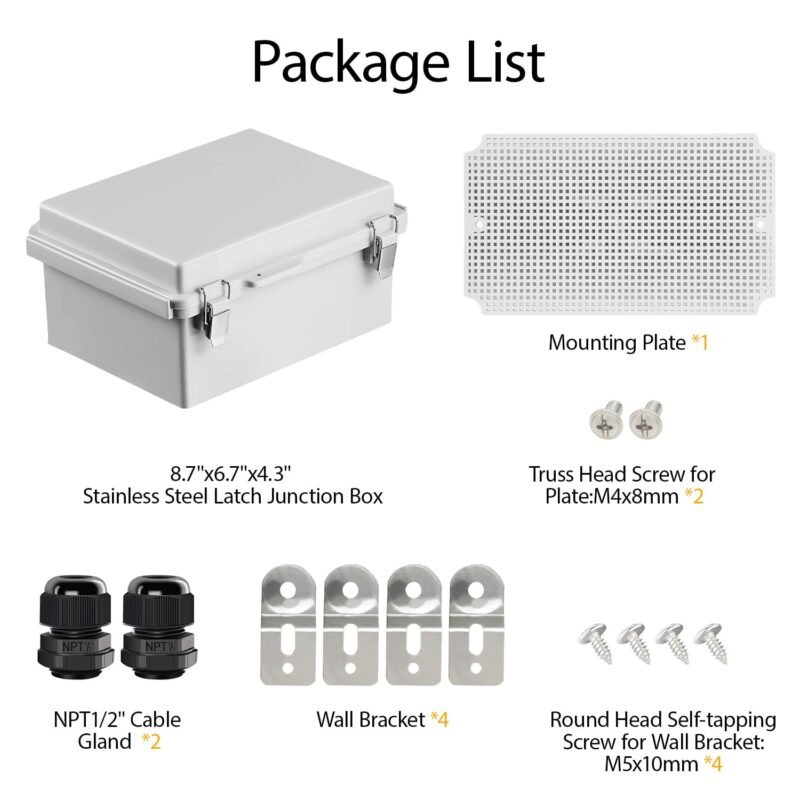 ip67 junction box with stainless steel latch