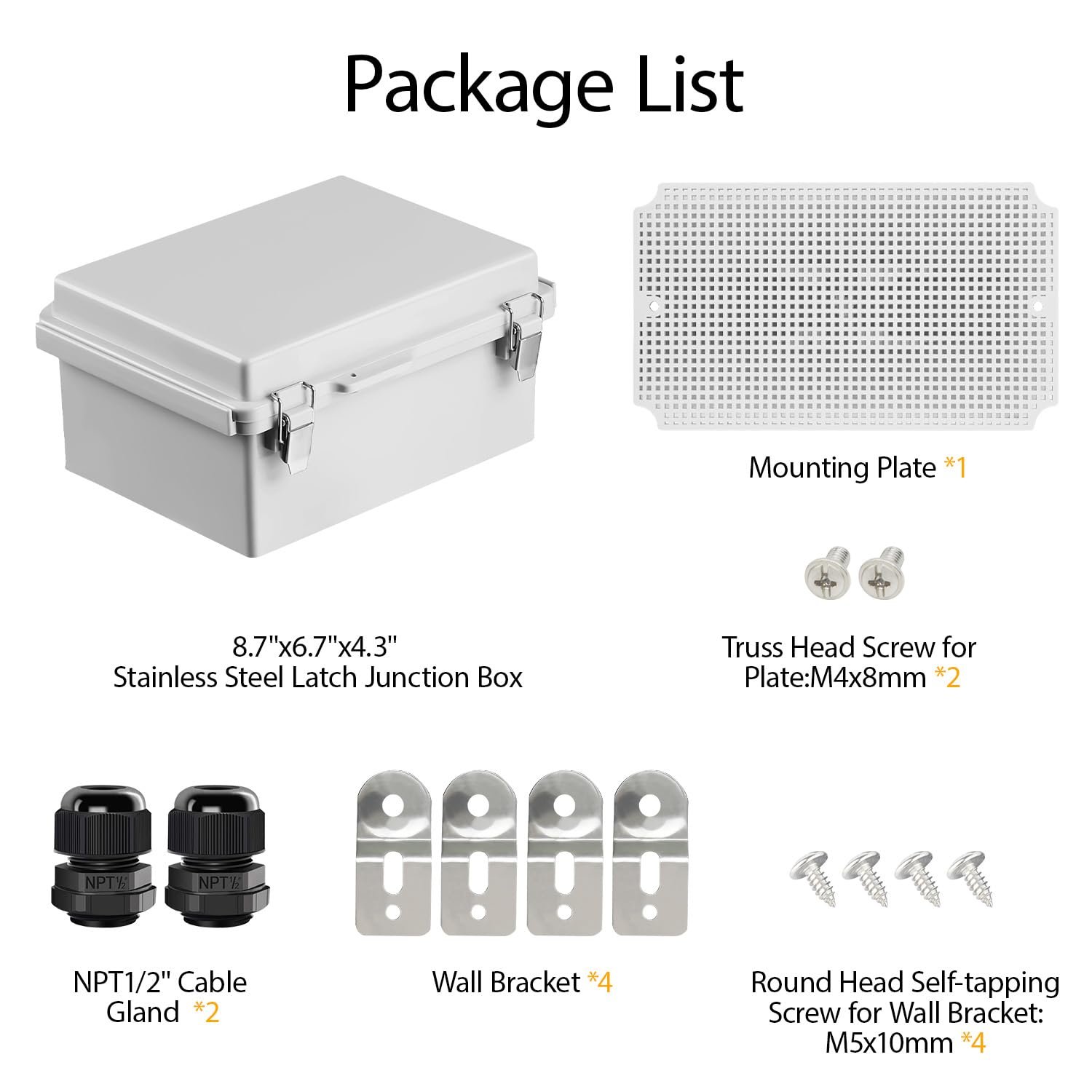 ip67 junction box with stainless steel latch