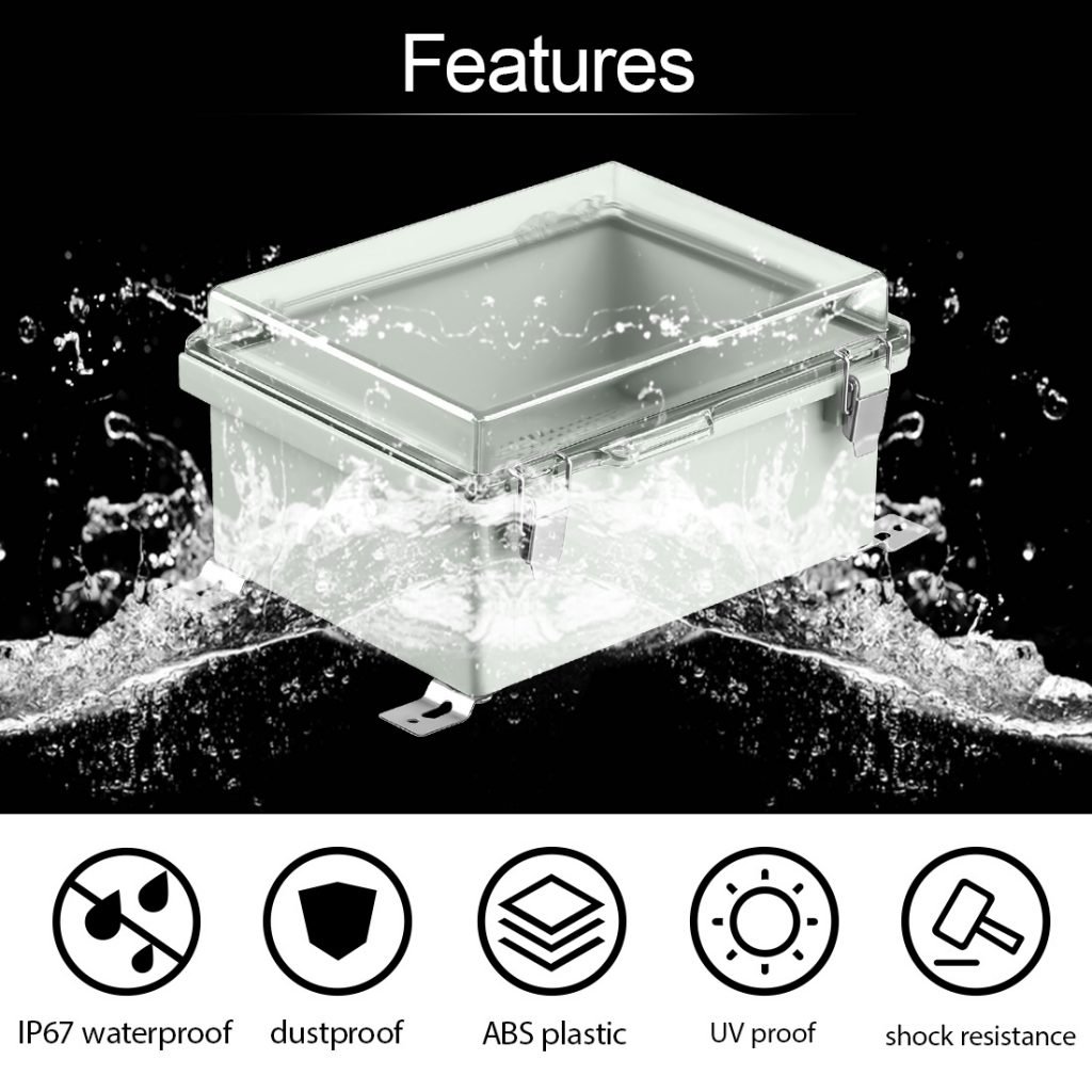 Transparent waterproof plastic enclosure box for electronics outdoor use