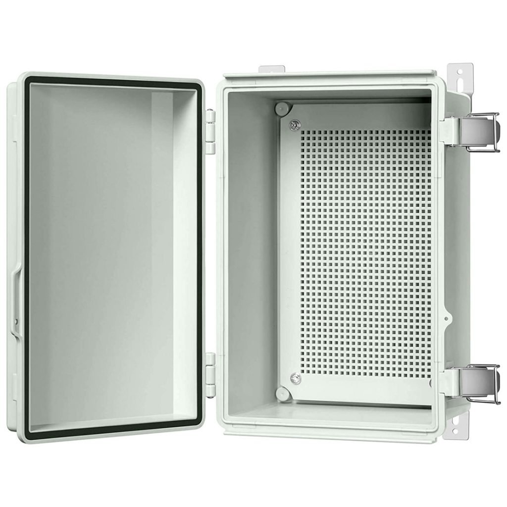 Outdoor Waterproof Junction Box - IP67 Rated, ABS Plastic, 15.7"x11.8"x7.1" With Mounting Plate, Brackets & Cable Glands