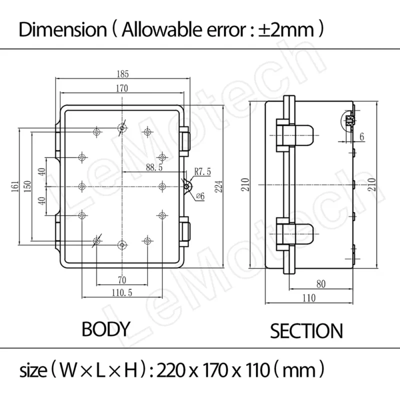 LeMotech junction box waterproof for outdoor use