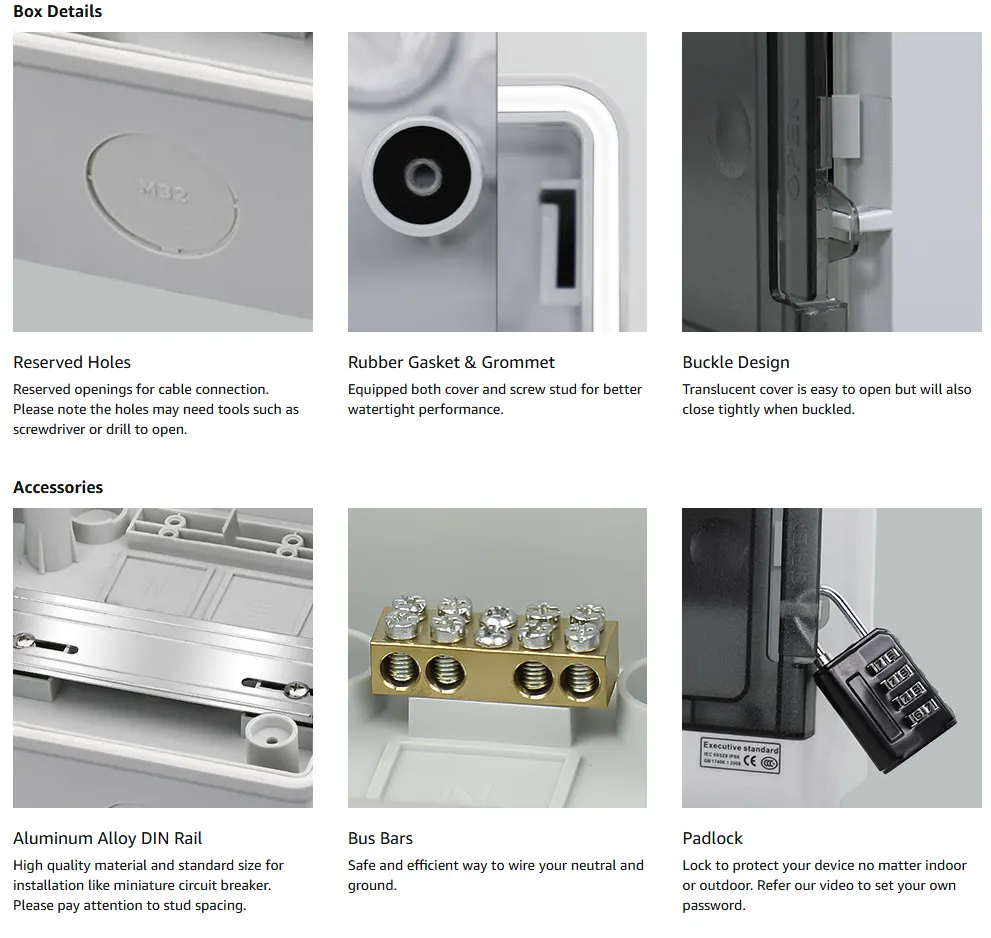 ABS Plastic 4 Way Circuit Breaker Box features