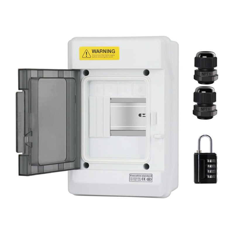 LeMotech Circuit Breaker Box IP66 Clear Cover Power Distribution Protection Box with Terminal DIN Rail, for Indoor Wall Miniature Circuit Breaker