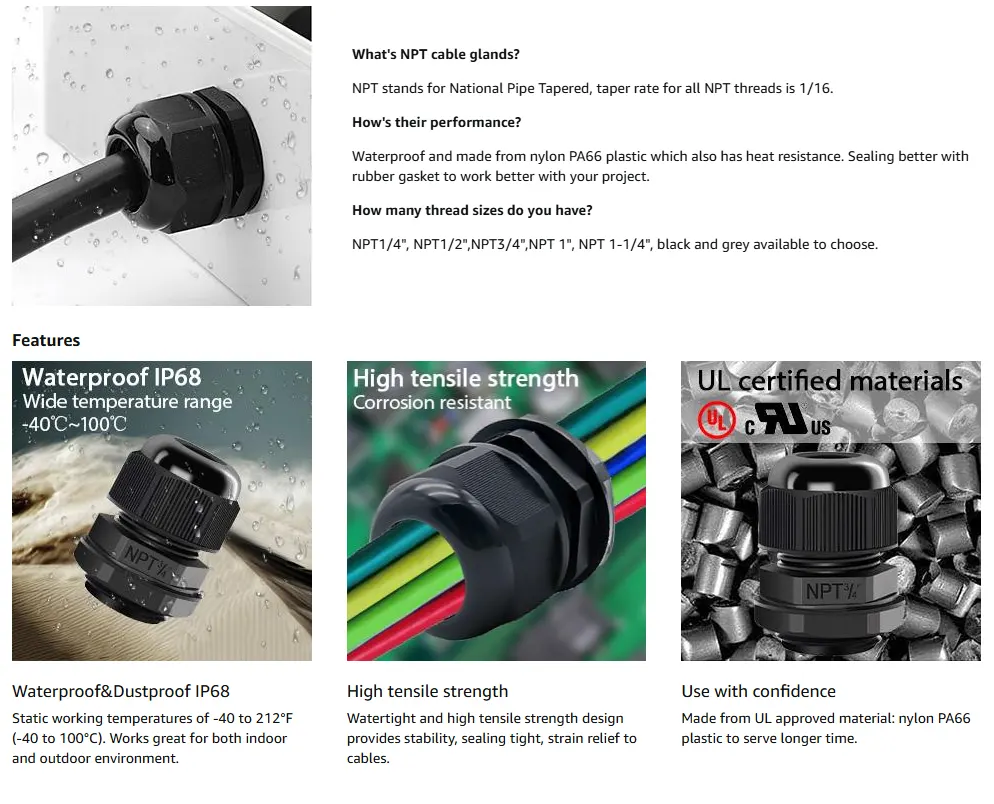Waterproof Adjustable 24-32mm Cable Connectors  details