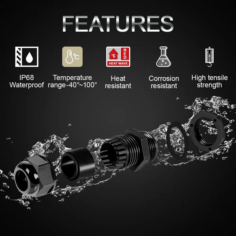 Waterproof Adjustable 24-32mm Cable Connectors