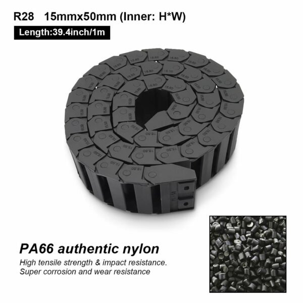 LMioEtool R18 Black Plastic Cable Wire Carrier Drag Chain 1M Length for CNC, with End Connectors - Image 3