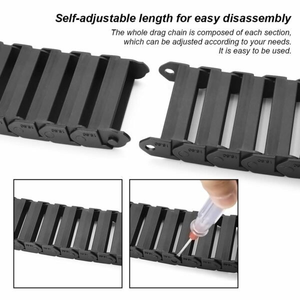LMioEtool R18 Black Plastic Cable Wire Carrier Drag Chain 1M Length for CNC, with End Connectors - Image 5