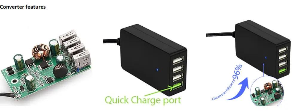 4 USB Power Adapter Charger ports
