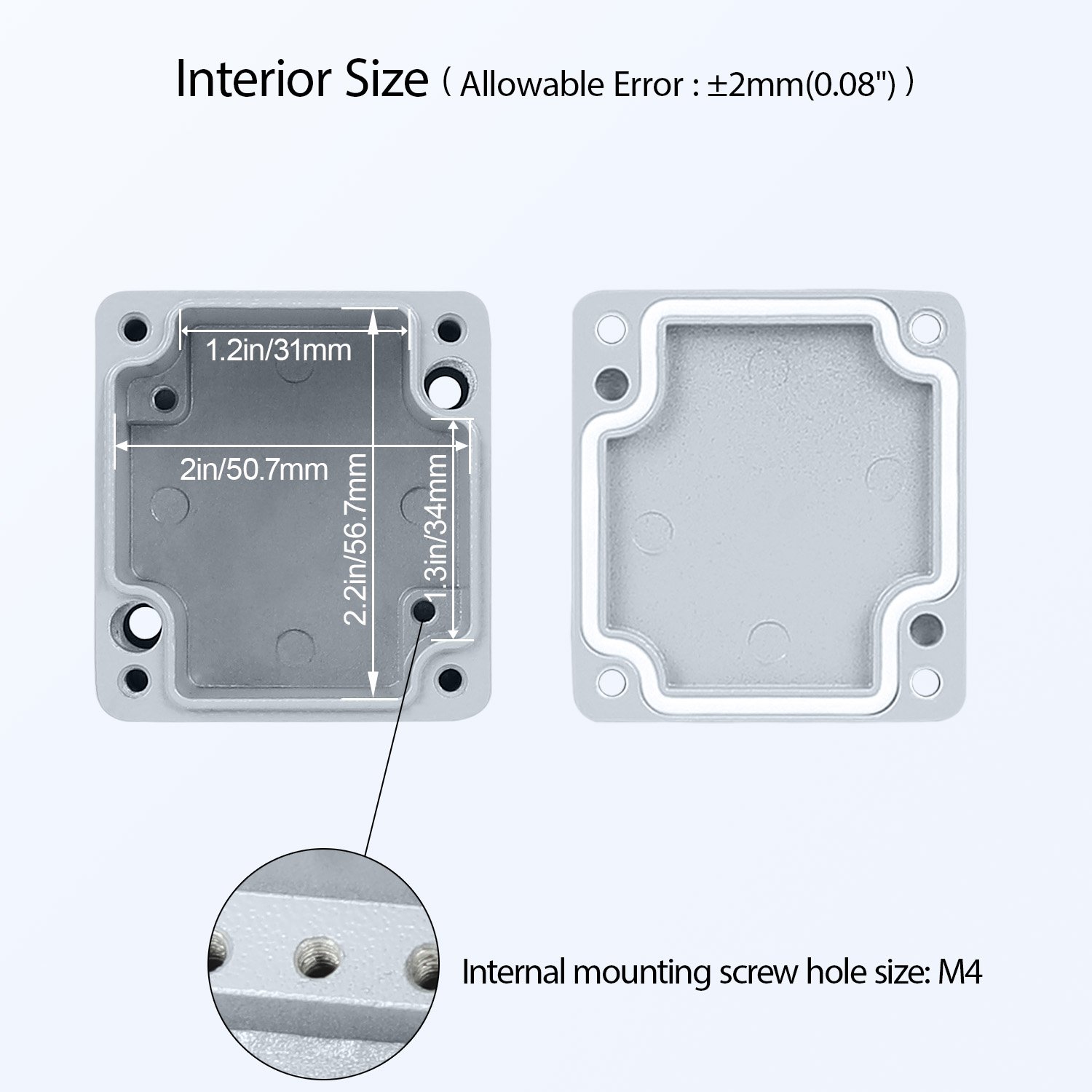 d02 LeMotech waterproof junction box outdoor with rubber gasket and stainless screws