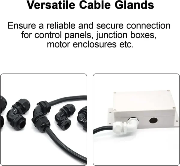 LeMotech Cable Gland, 90 Degree Adjustable 4-8mm Strain Relief, Cord Connectors Nylon Joints with Gaskets, 2 Pcs - Image 2