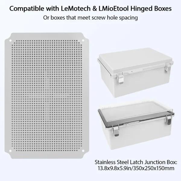 LeMotech Junction Box Mounting Plate ABS Plastic Internal Panel w/Screws for Installation on Electrical Box with Latches - Image 7