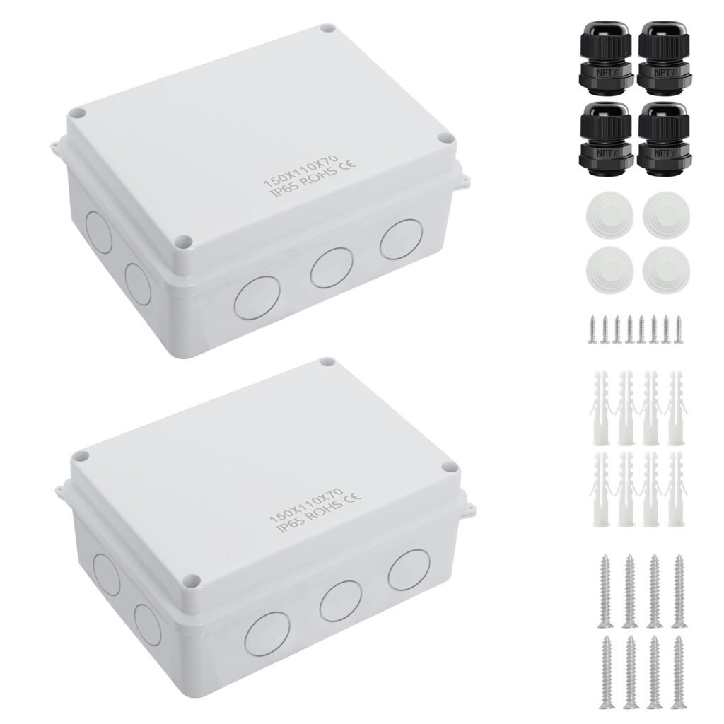Organized indoor security camera junction box with secure cable management