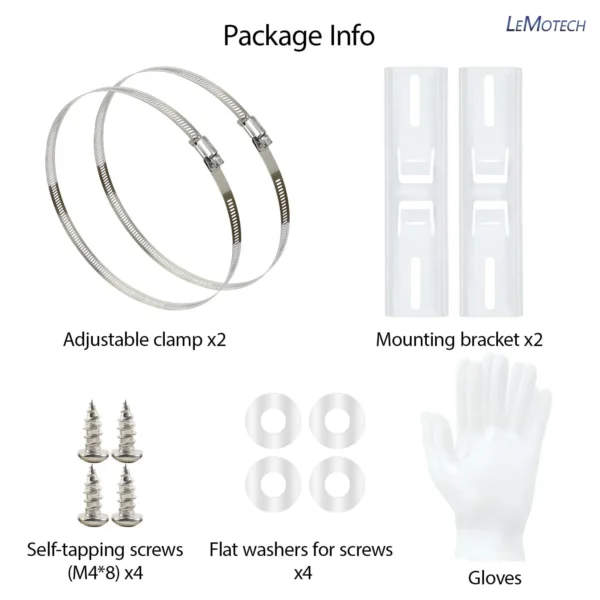 LeMotech Pole Mounting Kits, Stainless Steel Brackets with Adjustable Clamp for Outdoor Junction Box, Waterproof Plastic Electrical Enclosure - Image 6