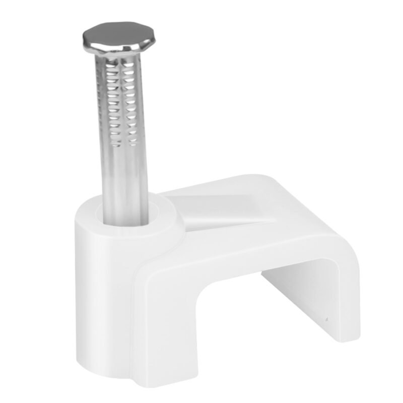 LeMotech Flat Cable Clips, Wire Wall Clips with Steel Nails, Coaxial Nail Clamps for Cable Cord Management CAT5 CAT5e CAT6 CAT7 RJ45 Ethernet Cable Clamps, White