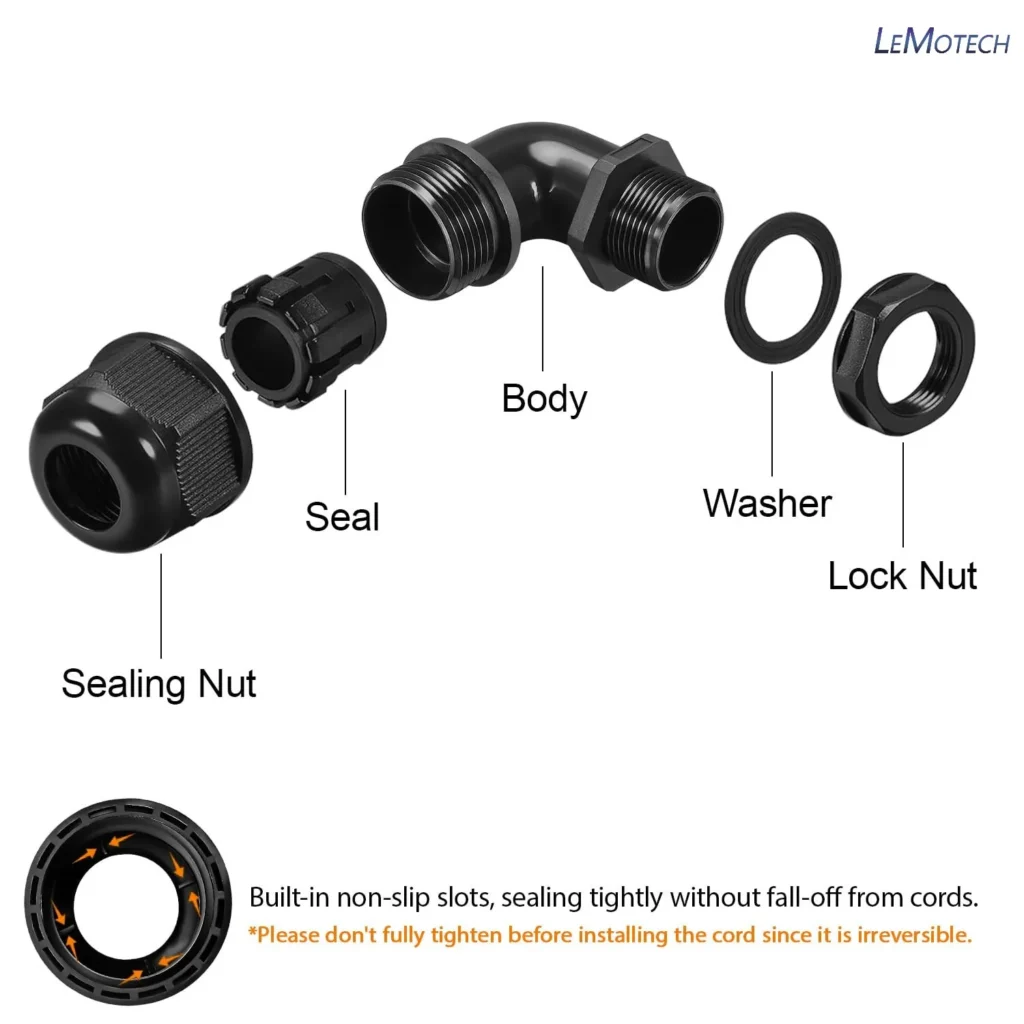 M16 cable gland connectors for waterproof electrical enclosures installation