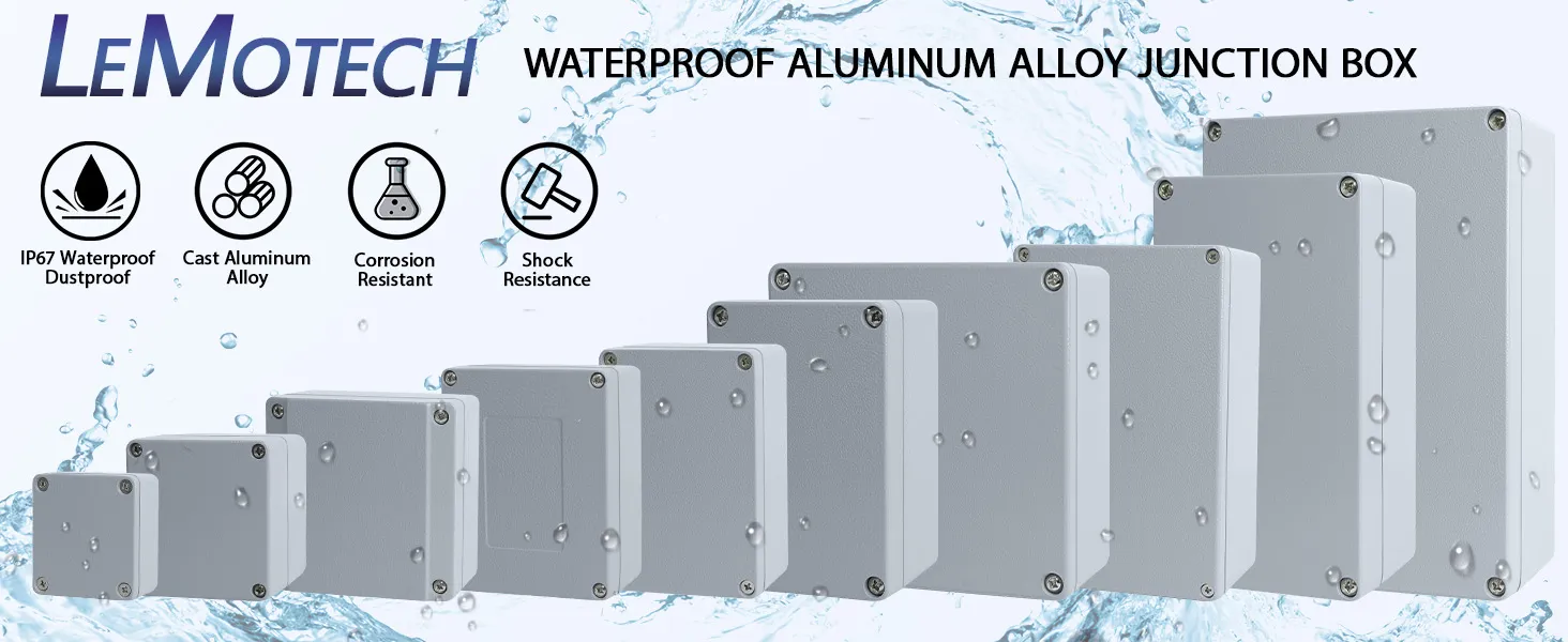 LeMotech IP67 aluminium junction box outdoor waterproof enclosure small size